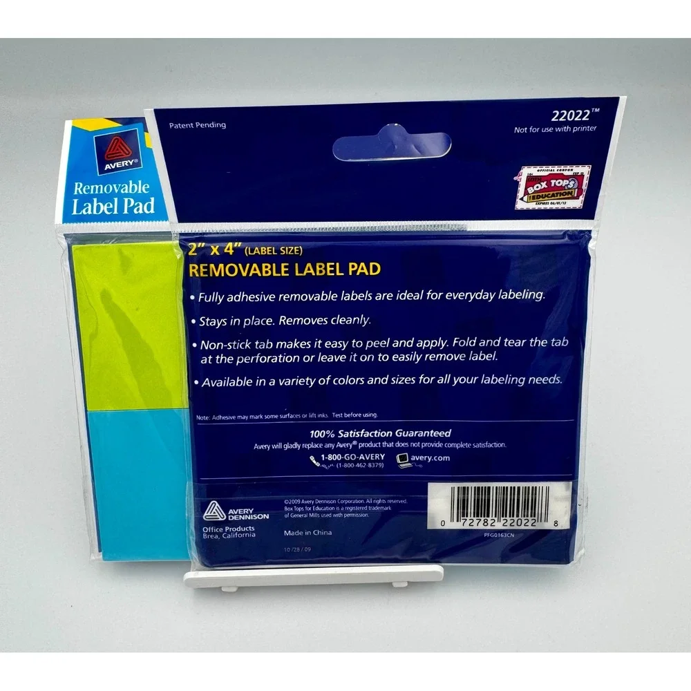 New Avery Removable Label Pads 2x4 Neon Blue Green 80ct Fully Adhesive Lot of 2